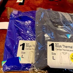 lLONG SLEEVE BOYS THERMAL TOPS BRAND NEW STILL IN PACK… (May have more)